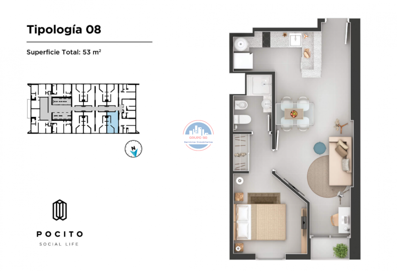 VENDO DEPARTAMENTO EN POZO 1 DORMITORIO. PISO 14