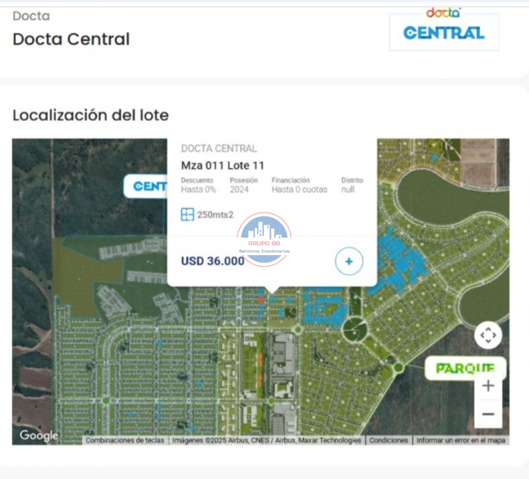 TERRENO EN VENTA DOCTA CENTRAL CON TODOS LOS SERVICIOS - Grupo SG